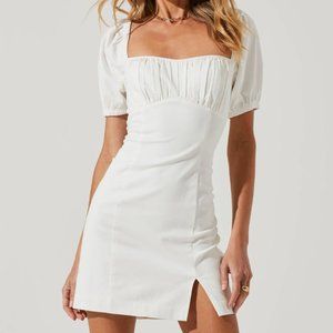 ASTR the Label White Puff Sleeve Mini Dress